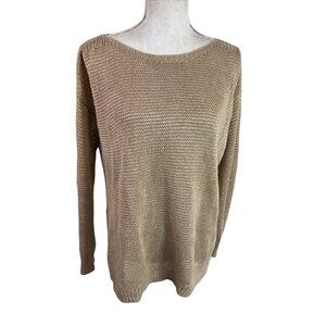 Polo Ralph Lauren Women's Oversized M Boatneck 100% Linen Sweater Beige EUC